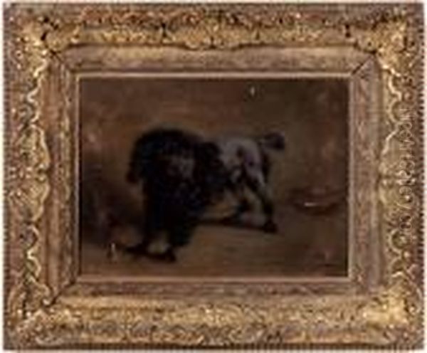"pudel Mit Fletschenden Zahnen Und Knochen" Unten Rechts Undeutlich Signiert: Jean Berre - view 1