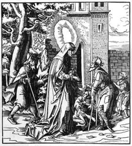 St. Iduberge helping lepers by Hans Burgkmair the elder