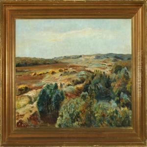 Hilly Landscape Withstag by Aage Bertelsen