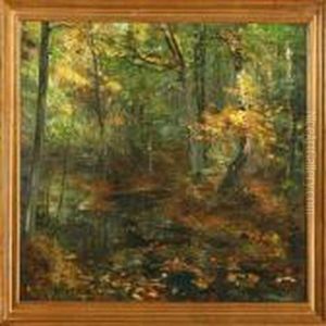 Autumn Forest Scene by Aage Bertelsen