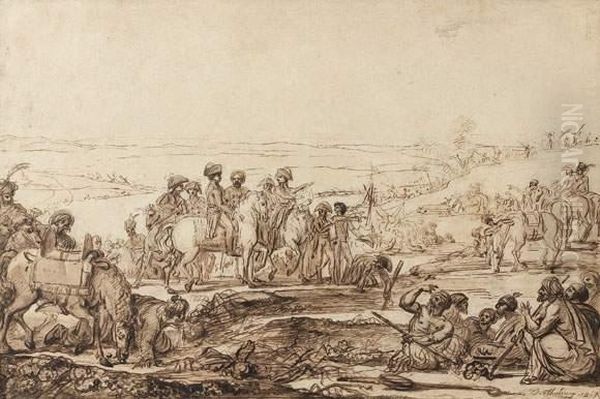 Berthelemy - . <le General Bonaparte Visitant Les Fontaines De Moise> - view 1