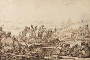 Berthelemy - . <le General Bonaparte Visitant Les Fontaines De Moise> by Jean Simon Berthelemy