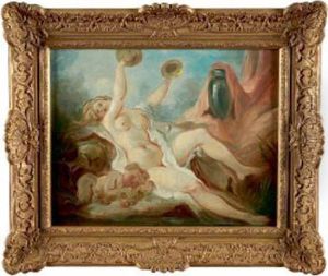 Menade Etendue Jouant Des Cymbales Et Putto Endormi Sur Des Raisins