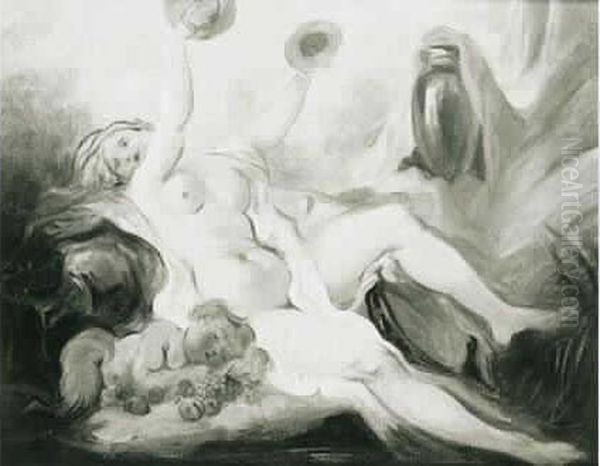 "menade Etendue Jouant Des Cimbales Et Putto Endormi Sur Des Raisins" - view 1