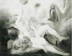 "menade Etendue Jouant Des Cimbales Et Putto Endormi Sur Des Raisins"