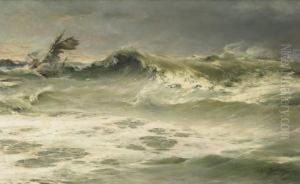 Bateau Pris Dans La Tourmente by Eugene Berthelon
