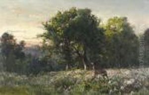 Hirsch Auf Einer Lichtung. by Eugene Berthelon