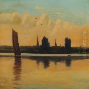 A Small Boat By Svendborg In Calm Weather A Small Boat By Svendborg In Calm Weather