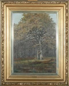 A Forest With Large Oak Trees by Christian Berthelsen