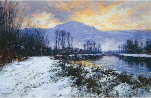 :bords De Lisere Soir De Neige by Charles Alexandre Bertier