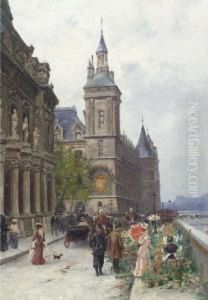 Le Marche Aux Fleurs, Ile De La Cite by Charles Alexandre Bertier
