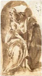 A Prophet, And A Separate Sketch Of His Head by Jacopo Zanguidi, Called Jacopo Bertoija