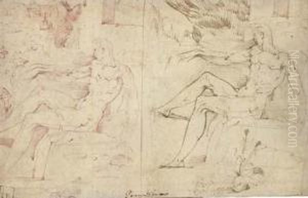 Deux Etudes Pour Un Homme Assis De Profil A Gauche Dans Un Paysage(recto); Pieta (verso) - view 1