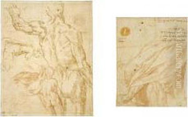 Figure Studies: A Standing Male
Nude Seen From Behind, A Female Nude Seen From Behind, A Kneeling Woman,
A Right Eye - view 1
