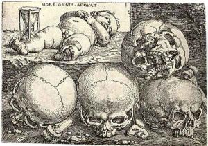 Sleeping Child with Four Skulls by Barthel Beham