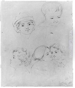 Sketches of Heads (from McGuire Scrapbook) by George Augustus, Jr Baker
