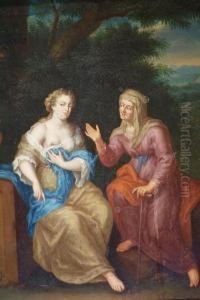 A Young Woman And A Procuress Seated Before A Landscape