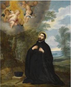 The Vision Of A Male Saint, Possibly Saint Ignatius Of Loyola by Balthasar Beschey