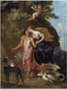 Venus And Adonis by Balthasar Beschey