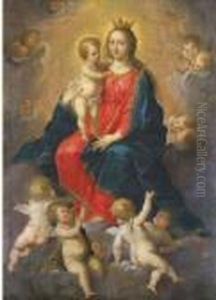 Tronende Madonna Met Engeltjes by Balthasar Beschey