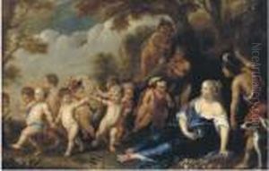 Venus And Adonis Surrounded With Putti In A Landscape