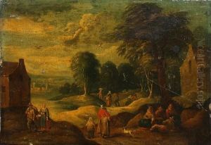 Travellers On The Outskirts Of A Village by Karel Beschey