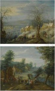 A Winter Landscape With Hunters by Karel Beschey