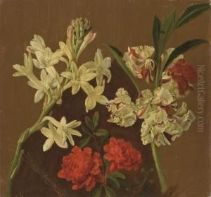 Jacinthe Blanche, Oeillets
D'inde Rouges Et Autres Fleurs (recto);esquisse De Bouquets De Fleurs
(verso) by Pancrace Bessa