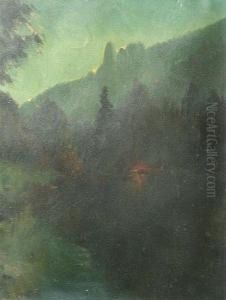 Encampment At Twilight, Thought To Beyosemite by Arthur William Best