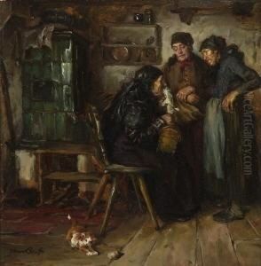 Drei Bauerinnen In Der
 Stube. by Hans Best