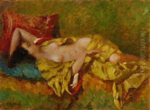 Nudo Sdraiato Tra Stoffe E Cuscini - view 1