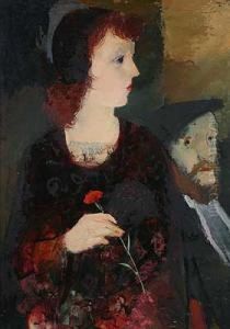 Wascherin Vor Einem Gehoft Mit Herbstlichen Birken by Max Otto Beyer