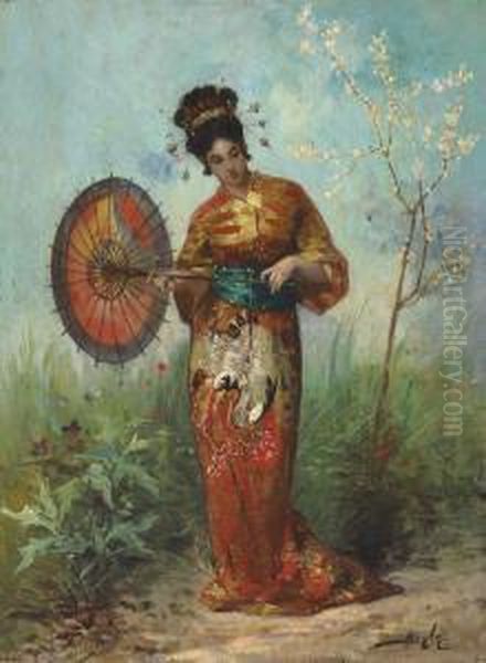 A Japanese Woman With A Parasol - view 1