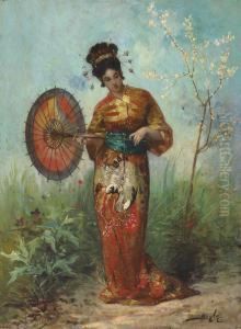 A Japanese Woman With A Parasol