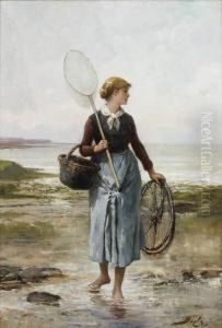 Pecheuse Au Bord De La Mer by Pierre-Marie Beyle