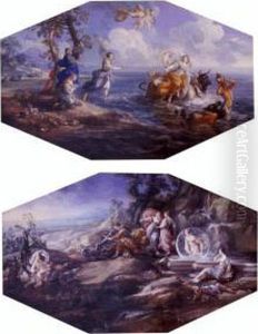 Diana And Actaeon And The Rape Of Europa: A Pair Of Drawings by Pietro Bianchi