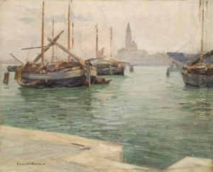Venezia, Barche In Laguna by Pieretto Bortoluzzi Bianco