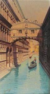 Gondolier Sous Le Pont Des Soupirs, Venise