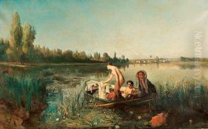 Le Bain Des Canotieres by Francois-Auguste Biard