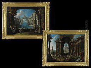 Paar Phantasie-architekturlandschaften by Ferdinando Galli Bibiena