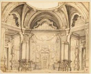 Set Design Of A Palace Interior by Ferdinando Galli Bibiena