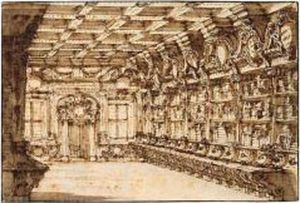 Pen And Brown Ink And Wash. Within Brown Framing Lines.