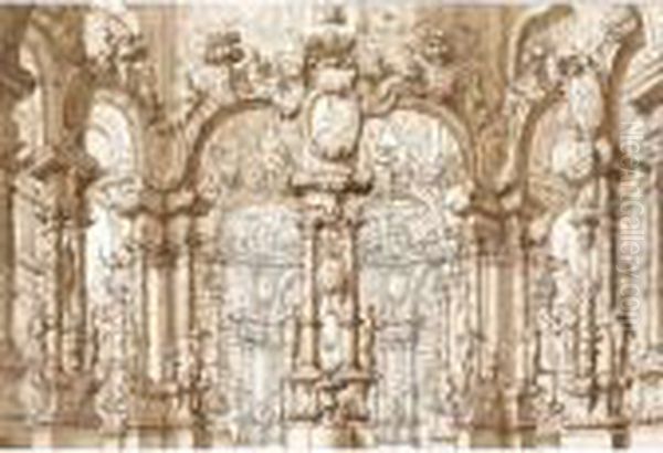 A Stage Design, With An Elaborate Interior - view 1