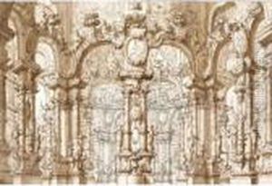 A Stage Design, With An Elaborate Interior by Giuseppe Galli Bibiena