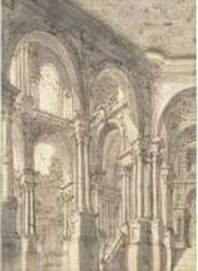 Attribue A - Fantaisie Architecturale by Giuseppe Galli Bibiena
