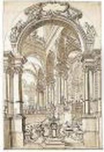 An Elaborate Portico Seen Through An Arch