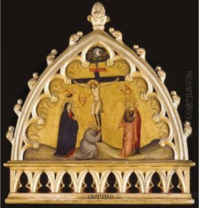 The Crucifixion With The Virgin,
Saint John The Evangelist And Saint Francis Of Assisi At The Foot Of
The Cross by Bicci Di Lorenzo