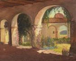 A Mission Courtyard by George Sanders Bickerstaff