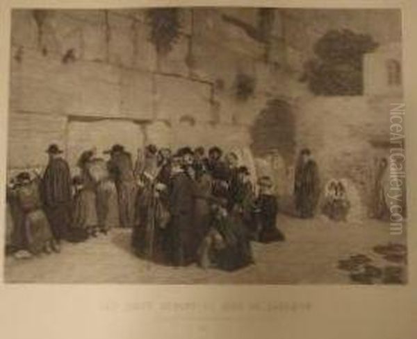 Les Juifs Devant Le Mur De 
Salomon, D'apres Le Dessin Original Appartenant A M. Osiris 
(photogravure De Goupil Et Cie). Belle Epreuve Sur Chine Collee Sur 
Papier Fort, Sans Cadre - view 1