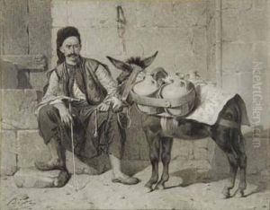 Porteur D'eau Oriental Et Son Ane